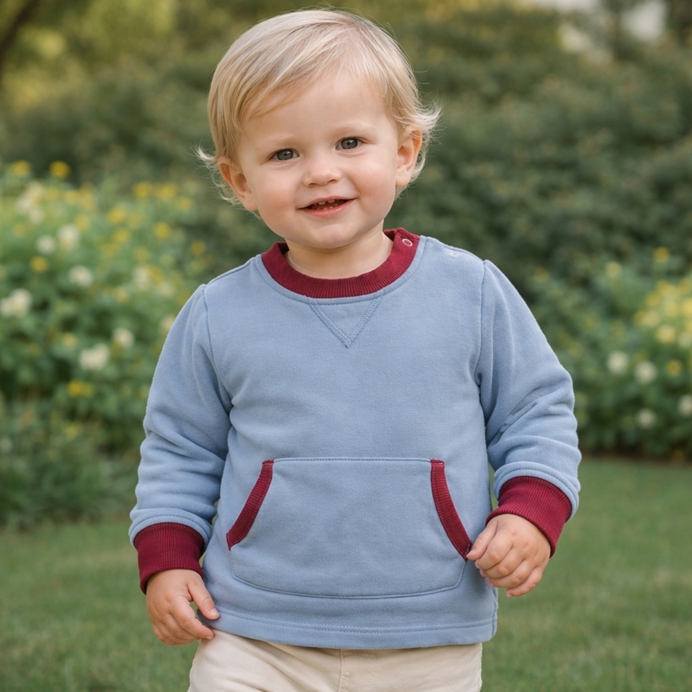 ✨ La Coqueta Baby Sweatshirt | 12M Blue & Burgundy Classic Knit ✨